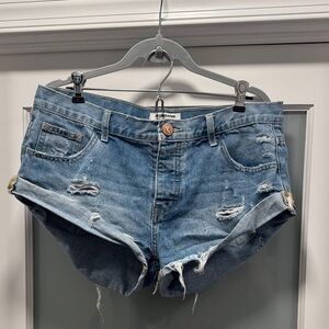 One Teaspoon Denim Blue Women's Distressed Shorts